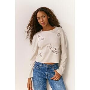 LoveShackFancy Lazuli Cashmere & Lace Cutout Sweater XS